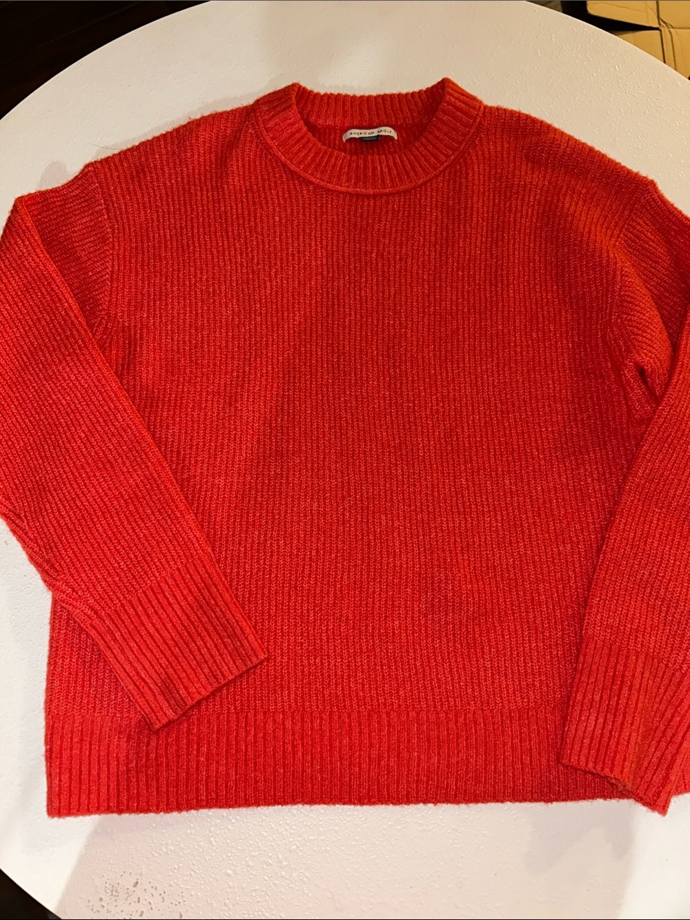 Woman’s Crewneck Red Ribbed Sweater